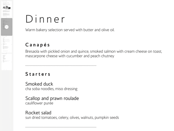 Upcoming BA12 First menu