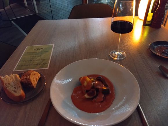 Mouthwatering (vegan) menu/ dishes in restaurant Fire