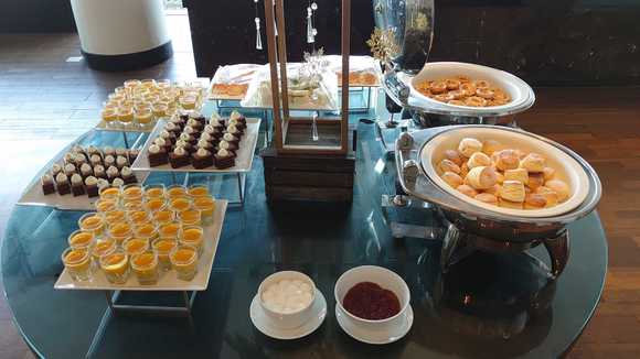 Afternoon tea choices in the lounge on 31st floor