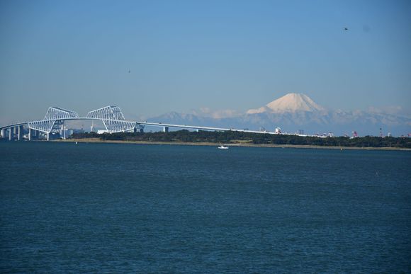 Mt Fuji taken from the seawall promenade across the road from  Hilton Tokyo Bay ( Dec 19)