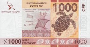 1000 CFP Banknote , XPF, approx $8 USD