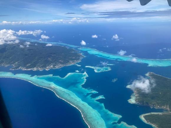 Phenomenal view over Raiatea-Taha'a on the approach to BOB