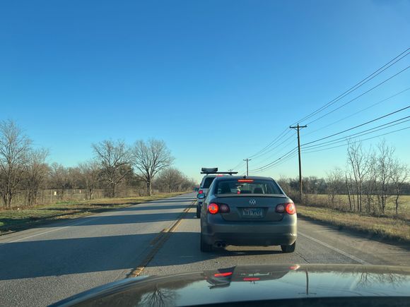 Even the back roads were clogged with traffic.