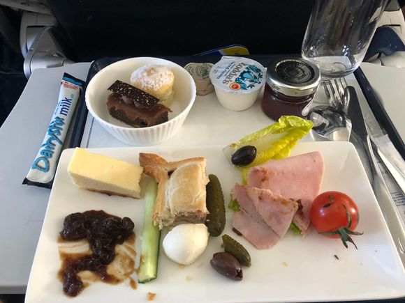 Band 2 Afternoon tea
LGW-OPO
First time taking Club Europe flight from Gatwick so not really got much to compare this with, but I picked the ploughman's (other option was a selection of sandwiches). Quality was definitely lower than what I have previously received travelling from LHR. It was described as a 'Cheese Ploughman's' although the only cheese I could taste was cheddar. Also felt like a small portion, after an hour delay in the lounge and then another hour at the gate/on board I was pr