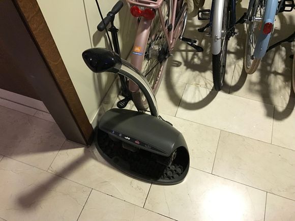 Directly right of reception you will find the shoe shine machine