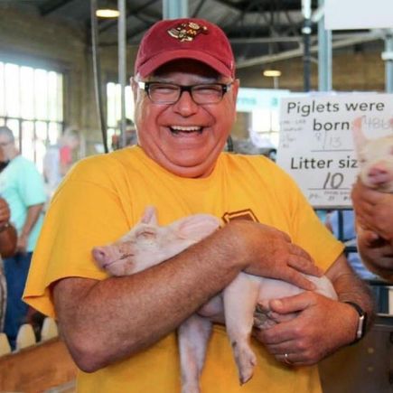 Walz and a piglet.