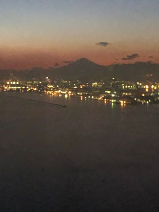 Mount Fuji from AC 001 landing soon at HND...a bit grainy as I had to ask Seat 6A to take the photo as I was in 6D....