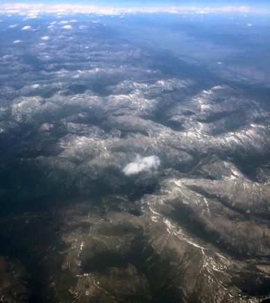Transiting Yellowstone National Park en route PDX to CLT on AA671
