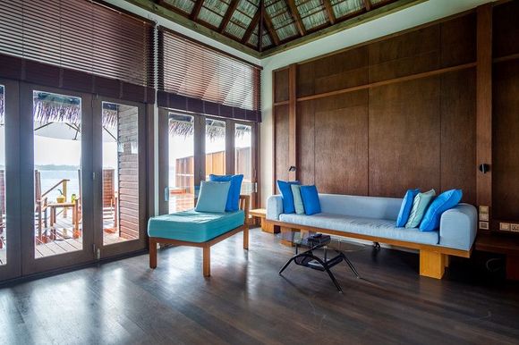 Main living area and door to deck.