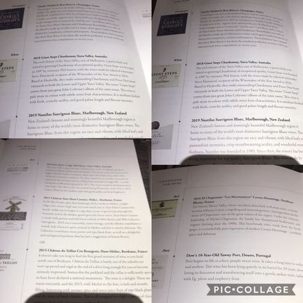 Wine menu