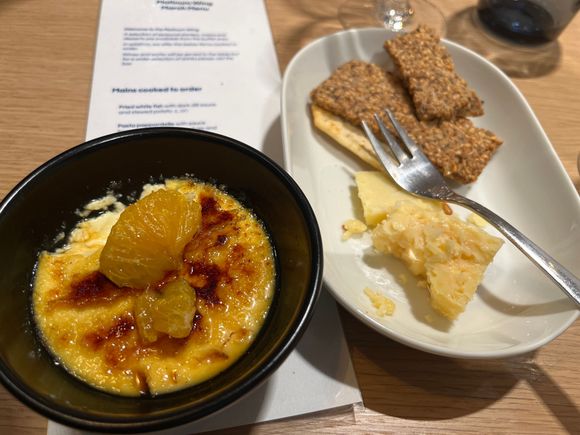 Creme brulee and cheese