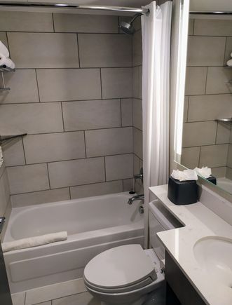 Bathroom were were ok, nothing special, but at least there was a true bathtub in there 