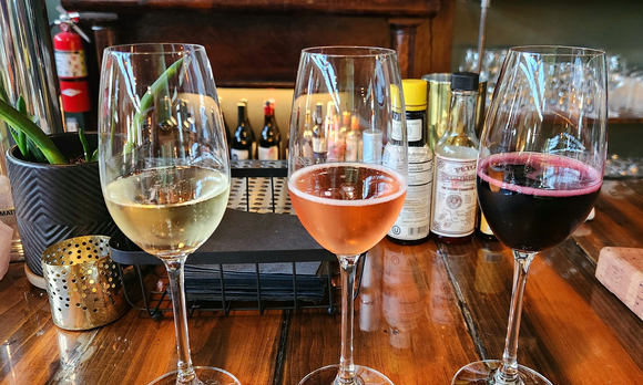 From left to right: Cava Brut Reserva 2021, Avinyo, Penedes (Spain); Crémant de Bourgogne Rosé NV, Albert Bichot, Burgundy (France); Lambrusco, Villa Castellazzo ROTA, Emilia-Romagna IGT (Italy)