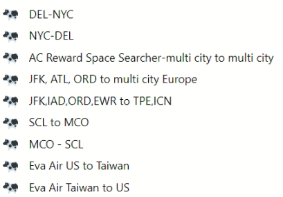 My saved search bookmarks