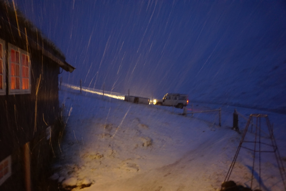 Still snowing! Stopped just as we left