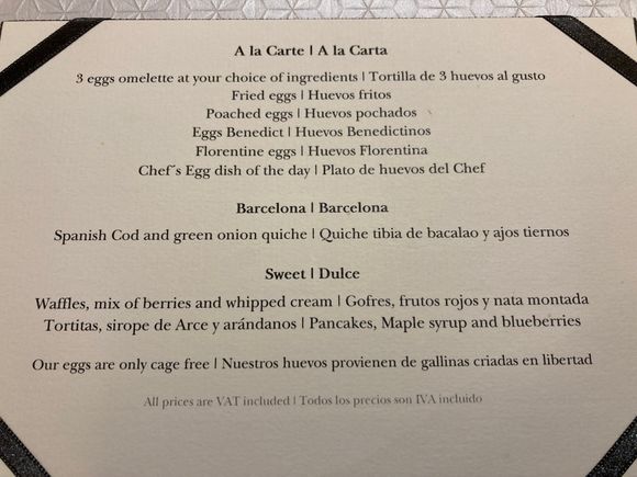 An à la carte cook to order menu is also available
