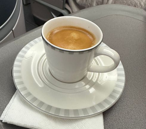 Espresso, served in an actual espresso cup.