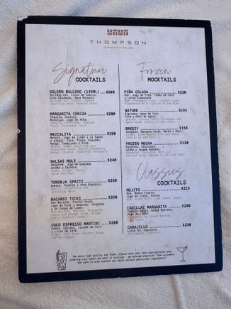 Beach-side Drink Menu