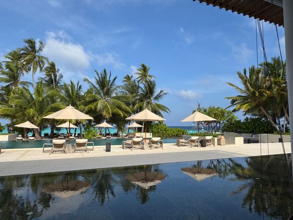 View from main restaurant at breakfast time
