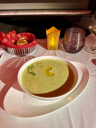 Pea and Mint soup - this was excellent 10/10