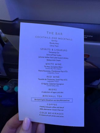At least they hadn’t ran out of the Te Awa Sauvignon Blanc on take off this time and it was only gone at some point during meal service. No Coke Zero left after 1st drinks service.