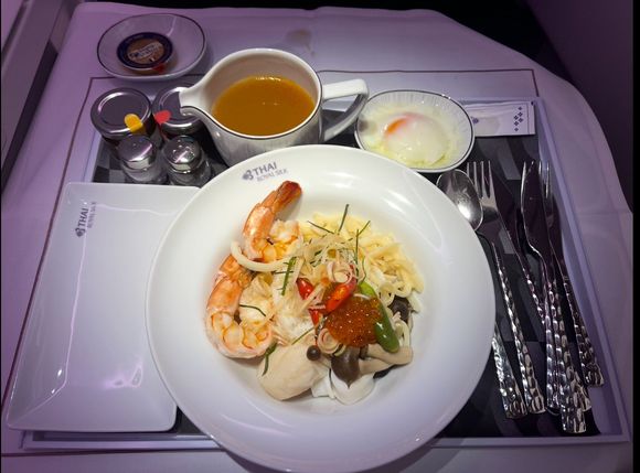 Seafood with onsen egg