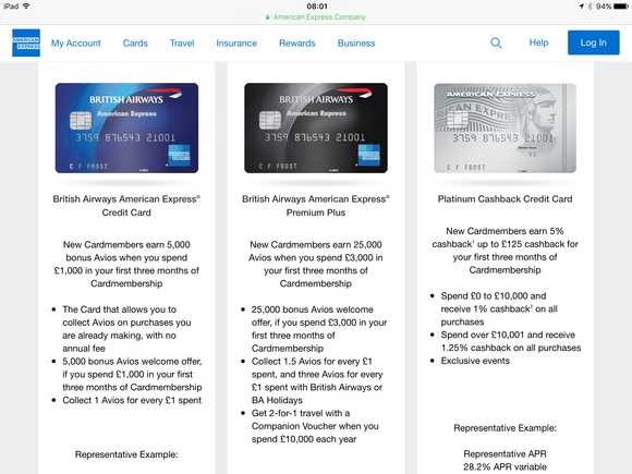 Amex page