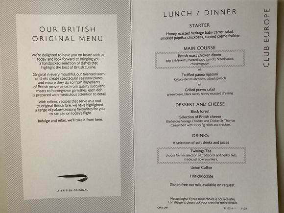 Sunday menu