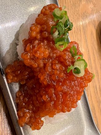 Amazing ikura preparation with the egg sack