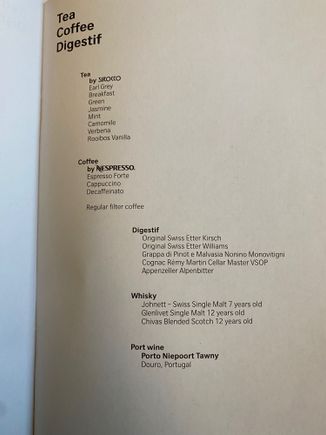 Tea/Coffee Menu
