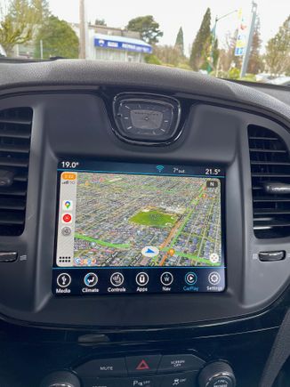 Good graphics on Apple CarPlay - this was Google Maps in satellite image view 