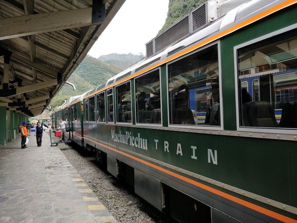 Inca Rail train in Aguas Calientes station