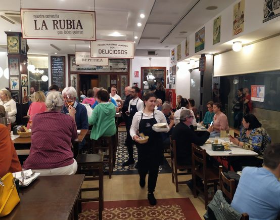 The busy interior of Casa Lola, Málaga