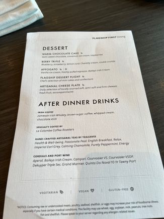Dessert menu
