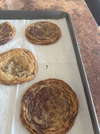 Pan banging chocolate chip cookies