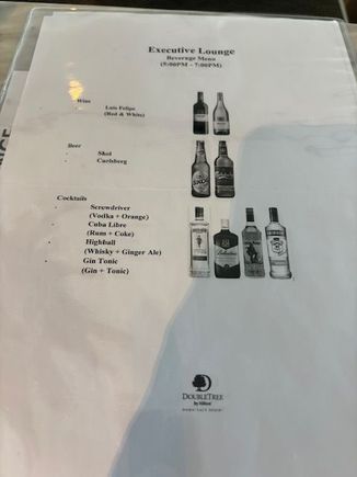 Beverage menu