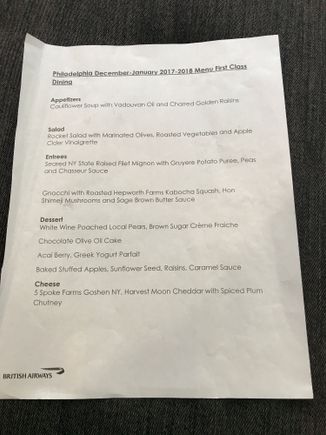 PHL F Pre-Flight Dining Menu