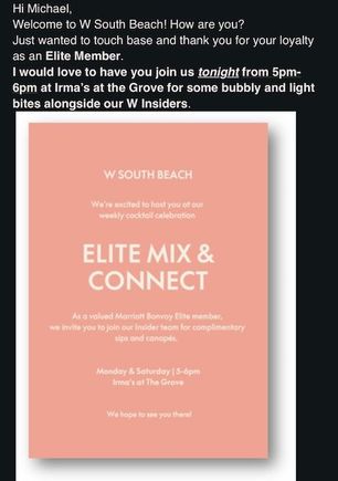 Email about elite happy hour.