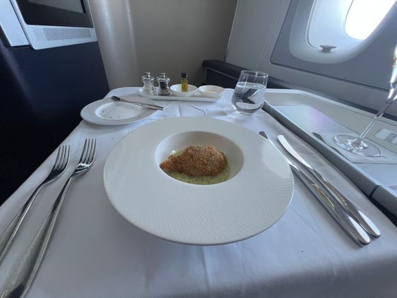 Beer battered courgette. Was actually really really good. Unexpected for airline food!