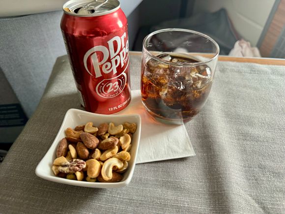 Nuts and Dr Pepper