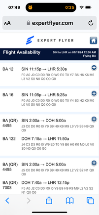 Both BA flights are sold out in First and Club on 19 Jan.