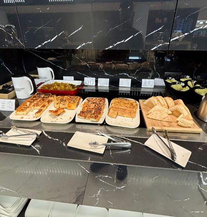 Bread and what looks like pizza 