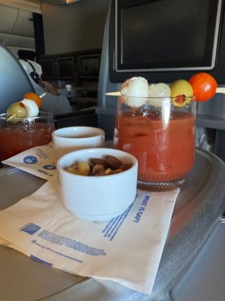 Bloody Mary with warmed nut mix
