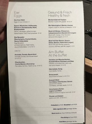 Breakfast/lunch/dinner.
Special section with kids menu as well 