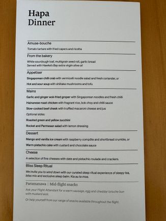 Menu Dinner