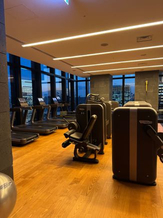 Gym is well appointed.