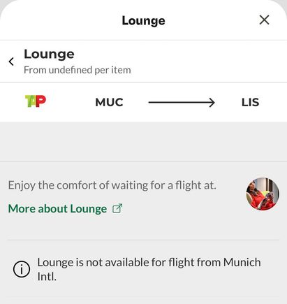 In the lounge section of my booking.