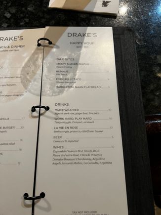 Drake's Bar happy hour