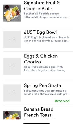 Menu options