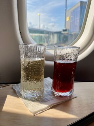 Champagne and blueberry juice